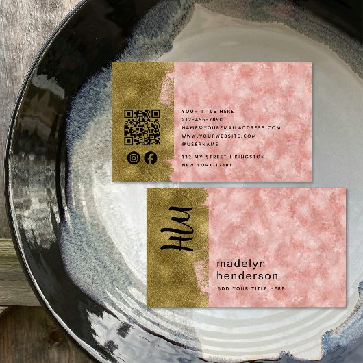 Luxe Roos Quartz Gold Brush QR Code Social Media Visitekaartje