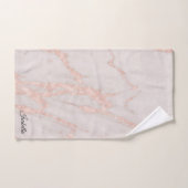 Luxe Roos Roze Blush Glitter Marble Aanpassen Bad Handdoek (Handdoek)