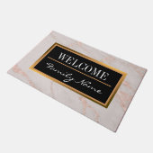 Luxe Roos Roze Blush Glitter Marble Aanpassen Deurmat (Schuin)