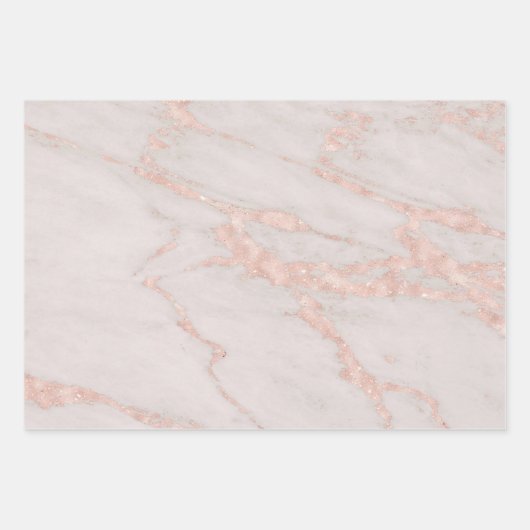 Luxe Roos Roze Blush Glitter Marble Aanpassen Inpakpapier Vel (Voorkant 2)