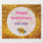 Luxe Roos Roze Blush Glitter Marble Aanpassen Sparkling Wijnetiket (Enkel label)