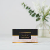 Luxe Roos Roze Blush Glitter Marble Aanpassen Visitekaartje (Staand voorkant)