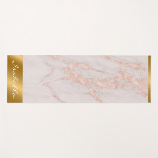 Luxe Roos Roze Blush Glitter Marble Aanpassen Yogamat (Voorkant (horizontaal))