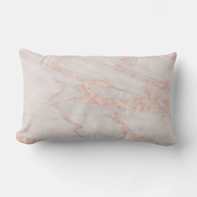 Luxe Roos Roze Blush Glitter Marble Cotton Kussen (Voorkant)