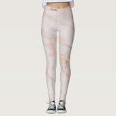 Luxe Roos Roze Blush Glitter Marmer Voeg tekst toe Leggings (Voorkant)