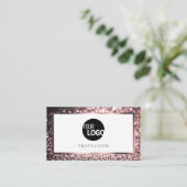 Luxe Roos Roze en Wit Sparkle Glitter Logo Visitekaartje (Staand voorkant)