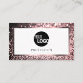 Luxe Roos Roze en Wit Sparkle Glitter Logo Visitekaartje (Voorkant)