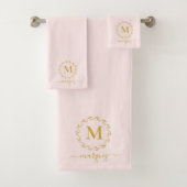 Luxe Roos roze goudvormig monogram Bad Handdoek (Insitu)