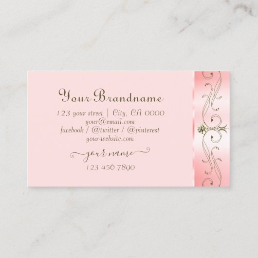 Luxe Roos Roze  Mousserende juwelen Initialen Visitekaartje (Achterkant)