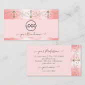 Luxe Roos Roze  mousserende juwelen met Logo Visitekaartje (Voorkant / Achterkant)