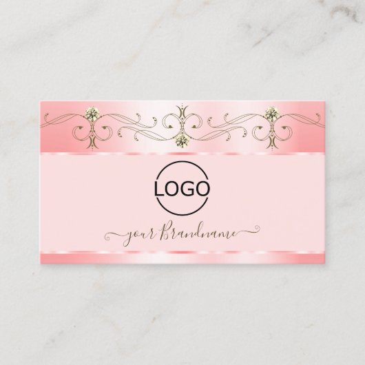 Luxe Roos Roze  mousserende juwelen met Logo Visitekaartje (Voorkant)