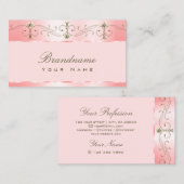 Luxe Roos Roze Ornamenten Mousserende juwelen Visitekaartje (Voorkant / Achterkant)