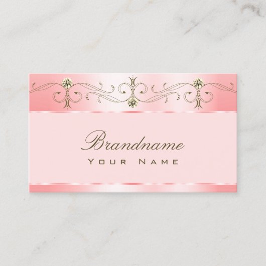 Luxe Roos Roze  Ornamenten Mousserende juwelen Visitekaartje (Voorkant)