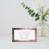 Luxe Roos Roze Wit Sparkle Glitter Monogram Visitekaartje (Staand voorkant)