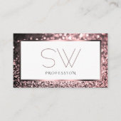 Luxe Roos Roze Wit Sparkle Glitter Monogram Visitekaartje (Voorkant)