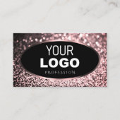 Luxe Roos Roze Zwart Sparkle Glitter en Logo Visitekaartje (Voorkant)