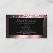 Luxe Roos Roze Zwart Sparkle Glitter Monogram Visitekaartje (Achterkant)