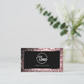 Luxe Roos Roze Zwart Sparkling Glitter met Logo Visitekaartje (Staand voorkant)