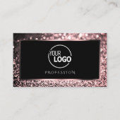 Luxe Roos Roze Zwart Sparkling Glitter met Logo Visitekaartje (Voorkant)