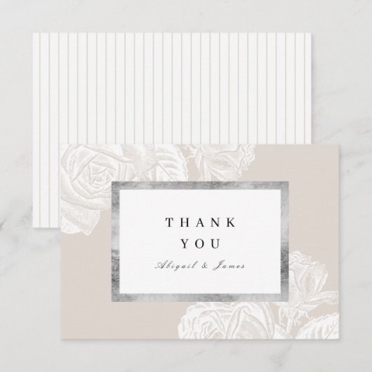 Luxe roos Silver  Botanische bruiloft Bedankkaart (Voorkant / Achterkant)