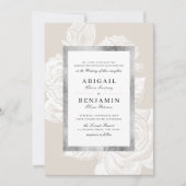 Luxe roos Silver Botanische bruiloft Kaart (Voorkant)