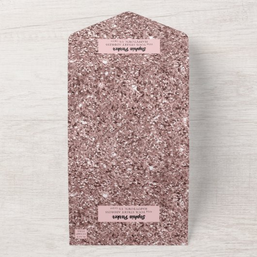 Luxe Roos Wijn Volwassene 60e Verjaardag All In One Uitnodiging (Buitenkant)