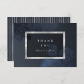 Luxe roos zilver  botanische bruiloft bedankkaart (Voorkant / Achterkant)