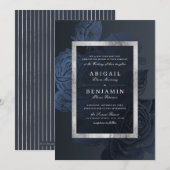 Luxe roos zilver  botanische bruiloft kaart (Voorkant / Achterkant)