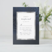 Luxe roos zilver  botanische bruiloft RSVP kaartje (Staand voorkant)