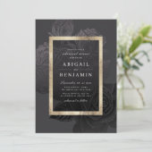 Luxe roos zwart botanisch repetitiediner kaart (Staand voorkant)