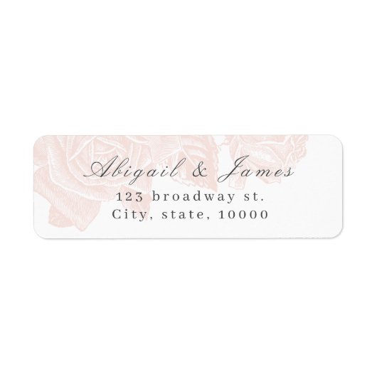 Luxe roos zwart botanisch retouradres etiket (Voorkant)