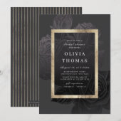 Luxe roos zwart botanisch Vrijgezellenfeest Kaart (Voorkant / Achterkant)