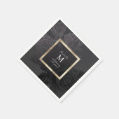 Luxe roos zwart  botanisch vrijgezellenfeest servet (Hoek)