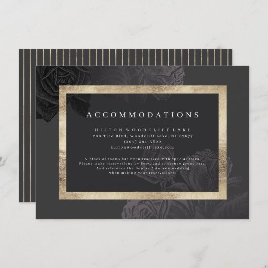 Luxe roos zwart  botanische accommodaties informatiekaartje (Voorkant / Achterkant)