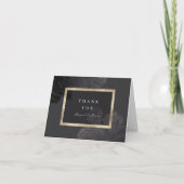 Luxe roos zwart goud  botanische bruiloft bedankkaart (Voorkant)
