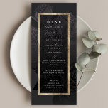 Luxe roos zwart goud  botanische bruiloft menu<br><div class="desc">Vette faux-gouden lijst omringd door  botanische flora in subtiel zwart en grijs,  elegant en luxe. voor een moderne klassieke bruiloft,  een oude bruiloft en een luxe bruiloft. Bekijk alle overeenkomende stukken in het collectie.</div>