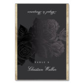Luxe roos zwart goud  botanische Place Card Kaart (Voorkant)