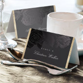 Luxe roos zwart goud  botanische Place Card Kaart