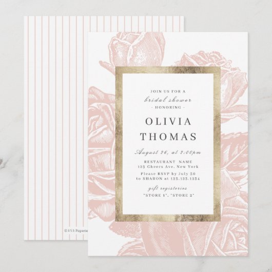 Luxe roos zwart goud  Vrijgezellenfeest Kaart (Voorkant / Achterkant)