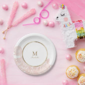 Luxe roos zwart goud  vrijgezellenfeest papieren bordje (Feest)