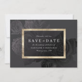Luxe roos zwarte  botanisch, behalve de datum save the date (Voorkant)
