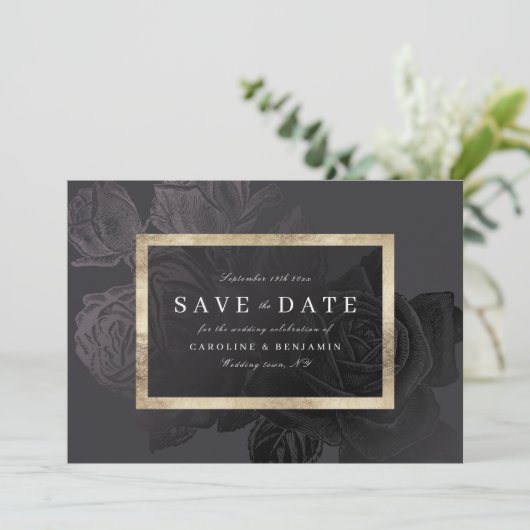 Luxe roos zwarte  botanisch, behalve de datum save the date