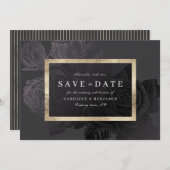 Luxe roos zwarte  botanisch, behalve de datum save the date (Voorkant / Achterkant)