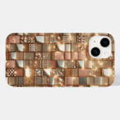 Luxe Rose Goud en Diamant Geometrisch Mozaïek 3D P Case-Mate iPhone Case (Achterkant (horizontaal))