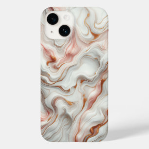 Luxe Rose Goud en Witte Marmer Vloeibare Kunst - E Case-Mate iPhone 14 Hoesje