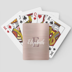 Luxe Rose Goud Geborsteld Metaal Monogram Pokerkaarten