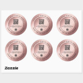 Luxe Rose Goud Metallic Dank U QR Code Ronde Sticker (Vel)