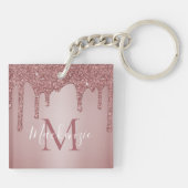 Luxe Rose Gouden Glitter Druppels Initiaal Sleutelhanger (Achterkant)