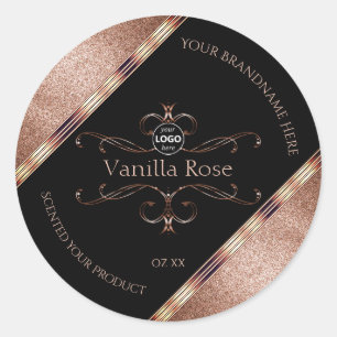 Luxe Rosegold Black Product Labels Logo