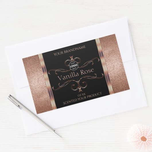 Luxe Rosegold Black Product Labels Logo (Envelop)